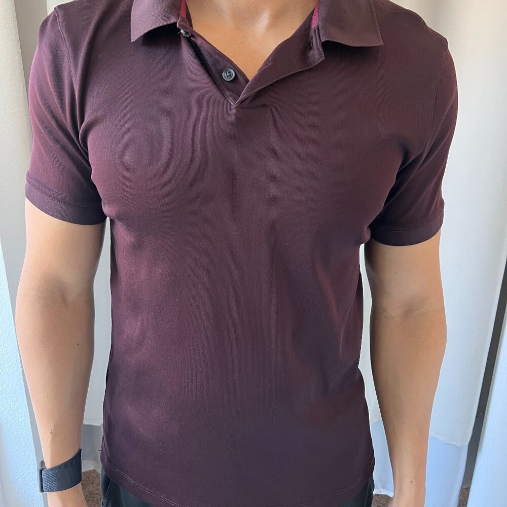 Slim Medium Burgundy Poly Polo - form fitting, soft, non wrinkle